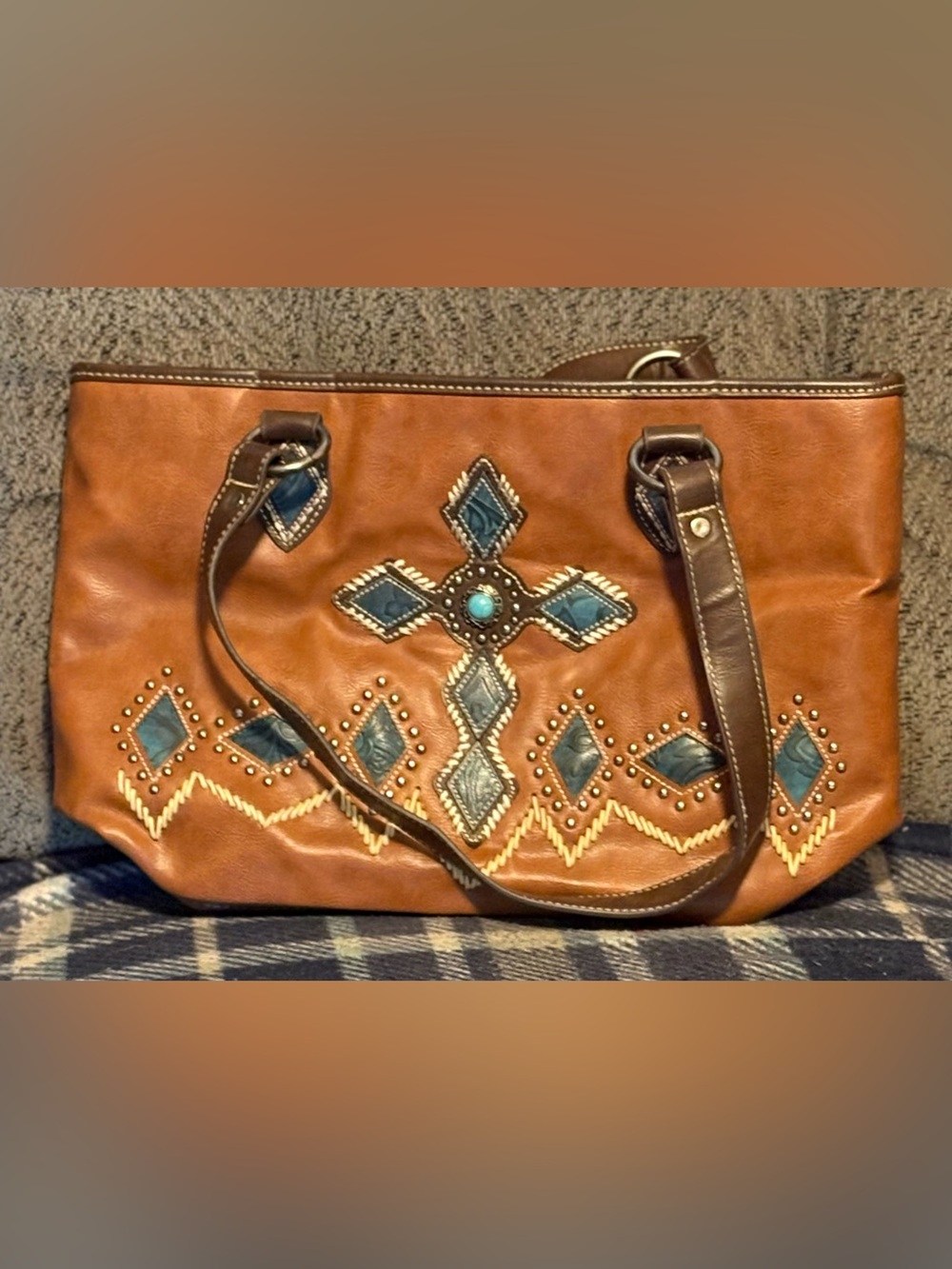 American Bling  Tote with Turquoise Accent -